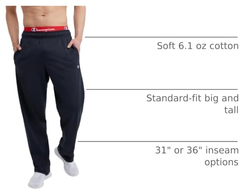 Image of Champion Men's Open-Bottom Lounge Pants, Standard Fit, Lightweight 100% Cotton, Available in Regular and Big & Tall