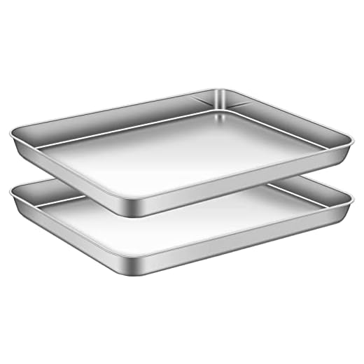 AEMIAO Set di 2 Teglia da Forno Antiaderente, Teglia Rettangolare Bassa, Teglie Forno Pizza, in Acciaio Inox, Super Mirror Finish, 40 X 30 X 2.5 cm