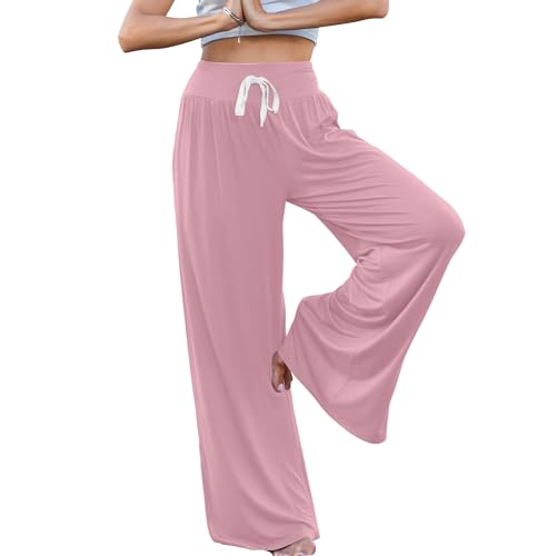 HAPYWER Yogahose Damen Lang Palazoo Hose Sommer Sommerhose Leicht...