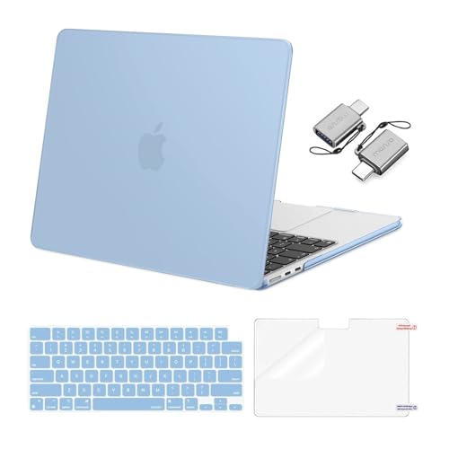 Image of MOSISO Compatible with MacBook Air 13 inch Case M5 2026 M4 2025 M3 M2 2024-2022 A3449 A3240 A3113 A2681, Hard Shell&Keyboard Cover&Screen Film&Type C for MacBook Air 13.6 inch Case, Air Blue