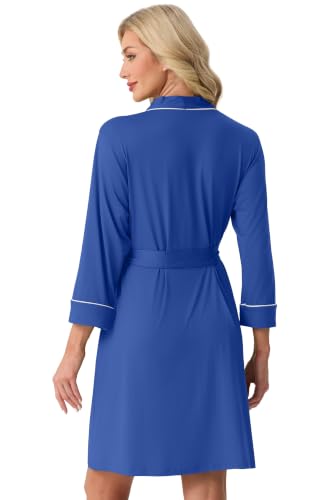 Image of PrinStory Womens Robe Knee Length Soft Knit Bathrobe S-2XL