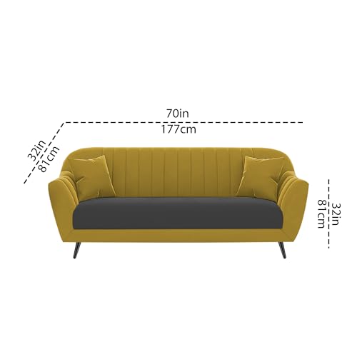 Image of Atticus 3+1+1 Seater Sofa Set for Living Room (Yellow Black Colour) Premium Fabric Sofa