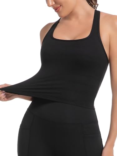 Racerback Workout Tank Tops for Women with Built in Bra Tight Sleeveless Running Yoga Gym Shirts 2025 Summer Clothes - Image 4