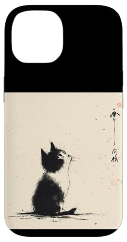 水墨画 和風 かわいい 猫 アート アパレル スマホケース iPhone 14 用