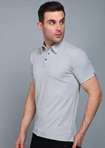 Image of INKKR Men Soild Polo Neck Texture T-Shirt