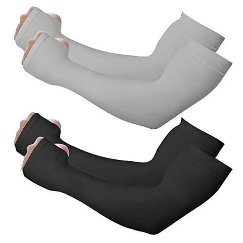 2 Pares Mangas Brazos para Hombre Mujer, Protección UV Mangas de Enfriamiento de Brazo con Pulgar, Sports Mangas del Brazo, Verano Sol Cubierta Tatuaje para Fútbol, ​​Golf, Voleibol, Ciclismo (B)
