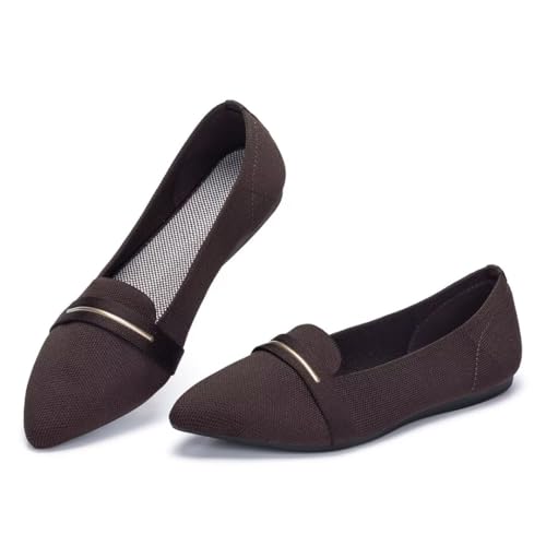 Image of Frank Mully Women's Casual Loafer Flats Slip On Loafer Shoes Comfortable Knit Flat Shoes Classics Pointy Toe Loafer Flats,for Work,Travel