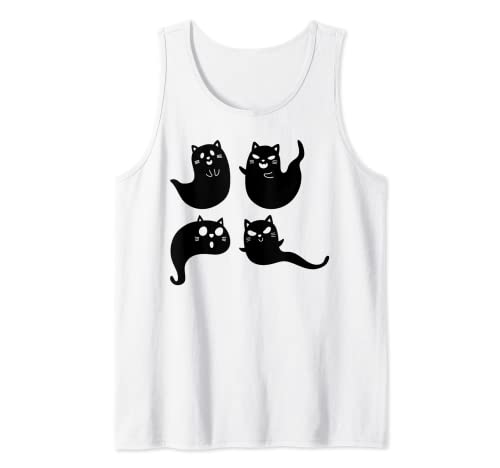 Gato de Halloween Ghost Cats I Funny Halloween Ghost Cats Camiseta sin Mangas