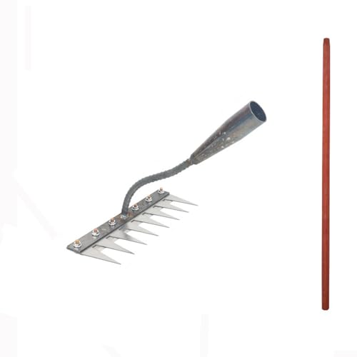LXTX農業用多機能除草工具 マンガン鋼厚手着脱式鍬釘除草ツール 農用除草ツールのマンガン鋼製の多機能長持ち 耐摩耗性があり錆びにくい 鋭い刃 雑草除草・野菜栽培用、しい松土鉄釘除草機。対策 6, 7, 8歯の選択肢があり (8本歯+1.2mの木棒,?色)