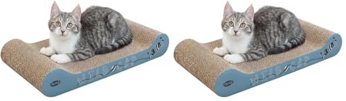 TRIXIE Carton à gratter Wild Cat avec Herbe à Chat - pour Le Soin Naturel des Griffes - 41 × 7 × 24 cm - Bleu - 48000 (Lot de 2)