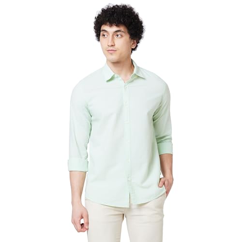 Image of Spykar Men's Regular Fit N /A Full Sleeve Solid Casual Shirts