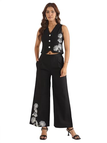 Image of WineRed Woman Geometric Print Waistcoat & Pant Co-ord Set