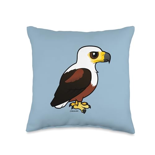 Cute Cartoon African Fish-Eagle Birdorable Bird of Prey Throw Pillow