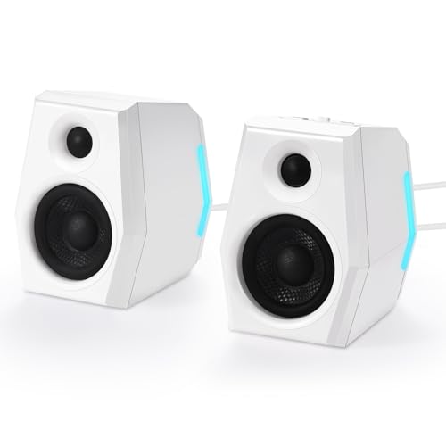 SW209 - Altavoces para PC de 36 W - Sonido envolvente dinámico 3D DAC integrado de 24 bits - Bluetooth 5.0 entradas auxiliares USB de 3.5 mm - Tres modos de sonido EQ - Altavoces multimedia