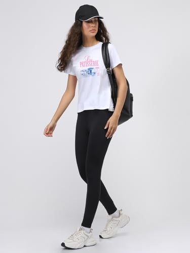 Image of Nobero Women's Graphic Printed T-Shirt | Regular Fit 180 GSM Cotton Tee for Women | Comfortable Round Neck Casual Wear