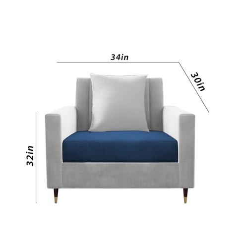Image of Casaliving Garcia 1 Seater Sofa Set for Living Room (Blue Grey Colour) Premium Fabric Sofa