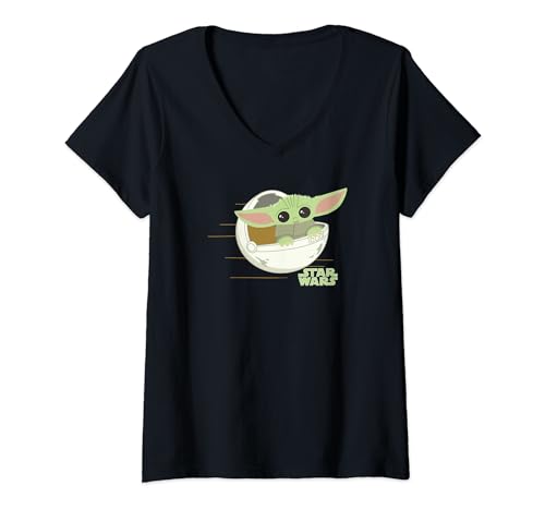 T-shirt col V Grogu Star Wars noir pour homme et femme