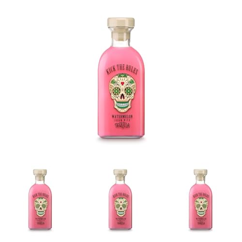 KICK THE RULES - Crema de Sandia con Tequila - 15º - Botella de 0,7L - Tequila de Sandia (Paquete de 4)