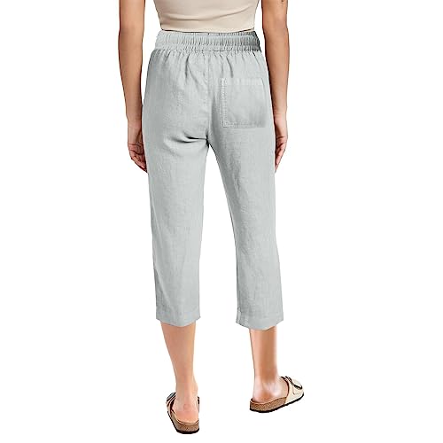 NREALY Capris Pants for Women Plus Size Linen Capris for Women Crop Linen Pants for Women Linen Pants Women Plus Size2