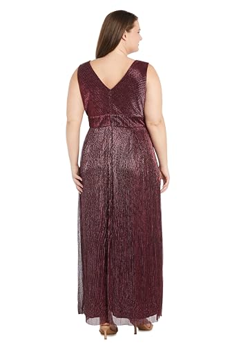 Image of R&M Richards Women's Sleeveless Maxi Dress - V-Neck Pleated Long Formal Gown W /Rhinestone Trim - Party & Cocktail Attire