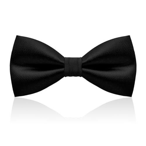 WY LIGHTING LEVEL Cravate classique pour homme style pré-nouée pour événements de mariage formels - Cravate vintage solide pour adultes et enfants (Noir)