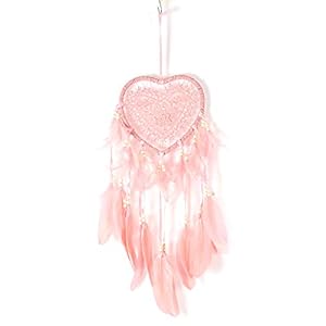 FYting Dreamcatcher Attrape Reve Attrapeur de Rêves Attrape Rêves pour Filles, Décorations de Tenture Murale Creuse en Forme de Coeur, Dreamcatcher pour Femme, Mariage, Artisanat, Cadeau-Rose