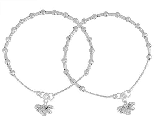 homedecor anurudh bharti Thin Size Brass Silver Plated Stylish Kolusu Silver Ghungroo Payal for Women