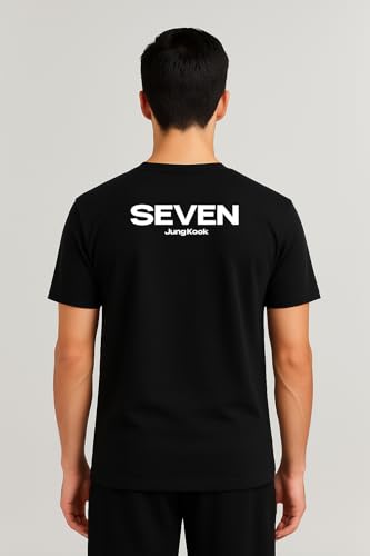 Image of BTS Jungkook Seven Song Crew Neck T-Shirt Black