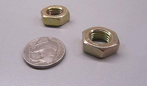 Grade 8 Zinc Yellow Chromate Plated Hex Nuts 7/16"-20 Thread x 11/16" W x 1/4" H 25 Pcs
