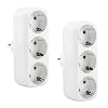 Steckdosen Adapter 3fach, HITRENDS 2PCS Wandplatte Steckdoseadapter, 3 in 1 Schuko AC 250V/16A, 3680W Max Dreifach Stecker, Tragbare Praktisch für Büro, zu Hause, Reisen – Weiß