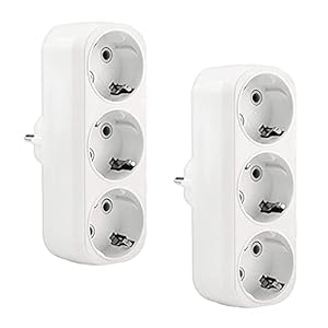 Steckdosen Adapter 3fach, HITRENDS 2PCS Wandplatte Steckdoseadapter, 3 in 1 Schuko AC 250V/16A, 3680W Max Dreifach Stecker, Tragbare Praktisch für Büro, zu Hause, Reisen – Weiß