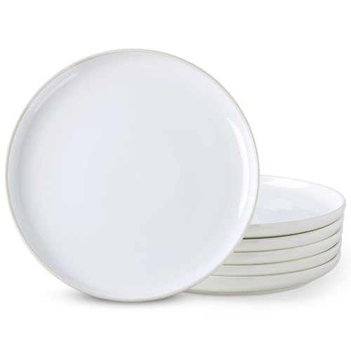 GBHOME Set di 6 piatti piani in ceramica, rotondi da 26,7 cm, per pranzo, feste, matrimoni, ristoranti, resistenti ai graffi, adatti a microonde e forno, lavabili in lavastoviglie, 6 pezzi