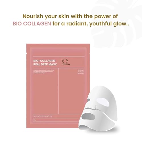 Image of Bio-Collagen Real Deep Mask, Hydrating Overnight Hydrogel Face Mask, Pore Minimizing, Skin Firming, Elasticity Improvement, Anti-Aging Sheet Mask, 34g (PACK OF 1)
