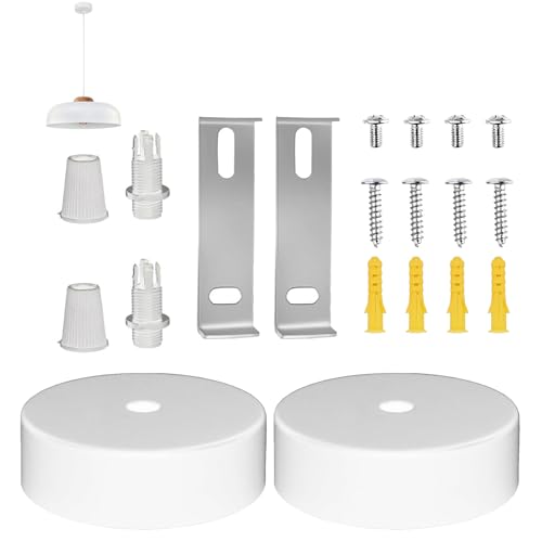 DAAIZIII 2 Stück Baldachin Metall Weiß 80 X 25 Mm,Lampenabdeckung...