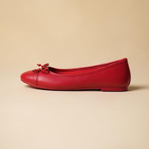 Image of Theater Swans Casual Ballet Flats for Women | Stylish Slip-on Ballerina with Bow Detail | Lightweight Comfortable Footwear with Cushioned Insole