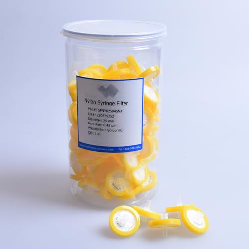 PES Syringe Filters, 25mm Diameter 0.45um Pore Size, Non Sterile, Pack of 100