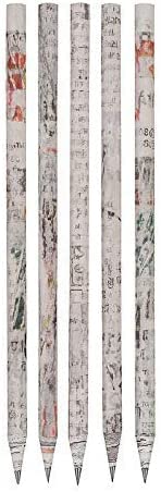 Vision4ever 50Pcs Print Recycled Paper Wood Free Pencils Recycled HB Pencils Newspaper Print Recycled