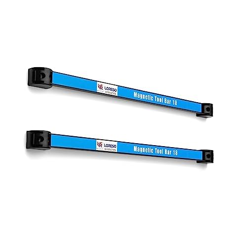 LSR LORESO Magnetic Tool Holder 18 Inch, Set of 2 Magnetic Tool Bars, Heavy-Duty Metal Magnet Strip Tool Organizers Rack for Screwdrivers, Pliers, Wrenches, Knives with Wall Mount Brackets and Screws Cover
