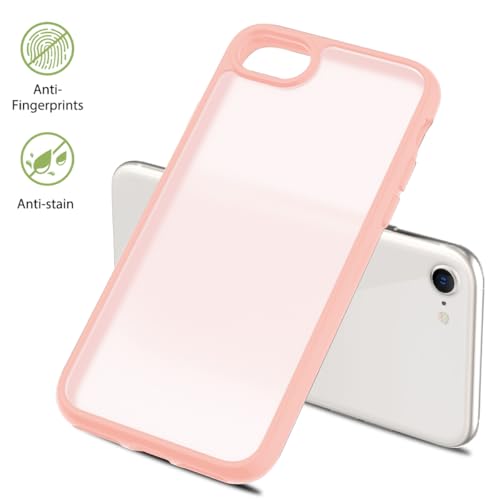 Image of TENOC Phone Case Compatible with iPhone SE (2nd 2020 and 3rd 2022 Generation) & iPhone 7 & iPhone 8, Pink Case Translucent Protective Bumper Matte Hard Back Cover for 4.7 Inch