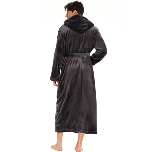 ccko Mens Robe with Hood, Big and Tall Warm Soft Plush Robes for Men, Men's Bathrobe with Pockets for Spa Bath Shower2