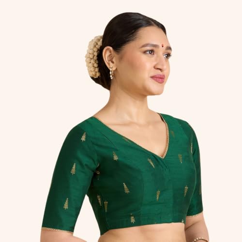 Image of Studio Shringaar Women's Handloom Cotton Silk Readymade Saree Blouse with Underarm Sweat Pads (Pack of 14 Pads)