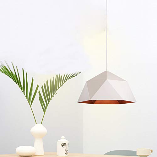 Home Decoration Head Geometry Pot Droplight Cafe Restaurant Industrial Wind Restoring Ancient Ways, Wrought Iron Diamond Pendant Lamp (Color : White)
