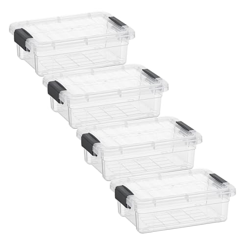 Image of Superio 1.27 Quart Clear Plastic Storage Containers with Lids, Stackable Organizer Bins, BPA-Free Storage Boxes for Home, Office, Dorm & Classroom, 4 Pack