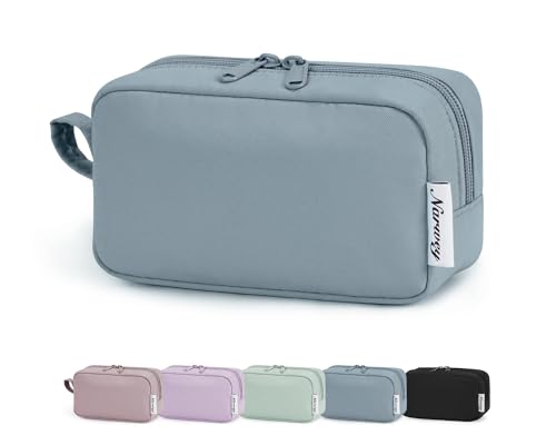 Image of Narwey Small Makeup Bag for Purse Travel Makeup Pouch Mini Cosmetic Bag Zipper Pouch for Women (Greyish Blue, Small)