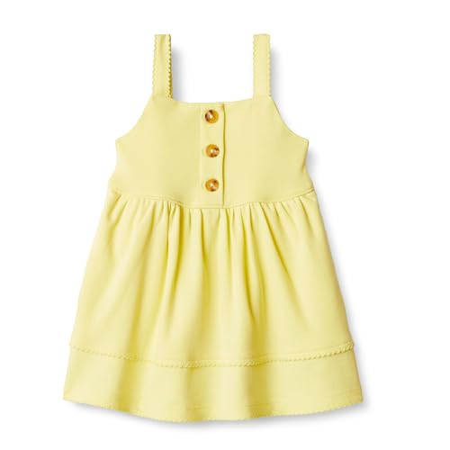 Amazon Essentials x Sofia Grainge Toddler Girls Cotton Casual Fit and Flare Dress Light Yellow 3T