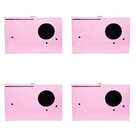 GO7 Bird House Wooden Breeding Box for Love Birds, Java Zebra Bird bajri Bird Breeding Box for Small Birds, Free Coco Fiber Bird House (Hanging) Pack of 4