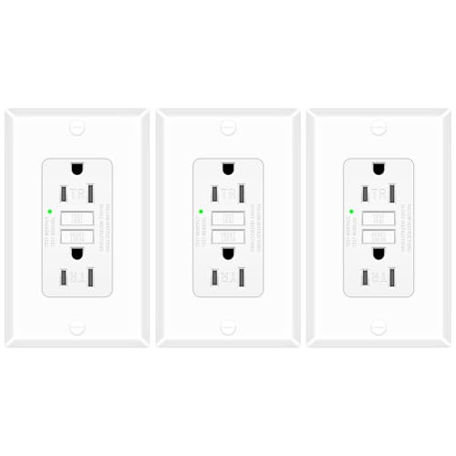 3 Pack 15A GFCI Outlet Tamper-Resistant Self-Test, ETL Listed White