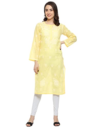 Image of Ada Hand Embroidered Lucknowi Chikankari Cotton Kurta for Women A133488