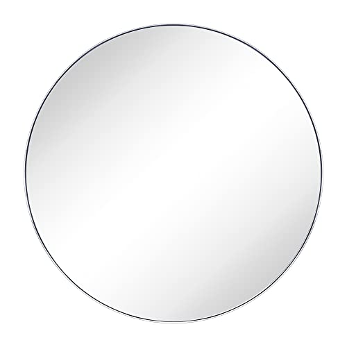Image of TEHOME Chrome Round Mirror Polished Silver Circular Bathroom Mirror 30 inch