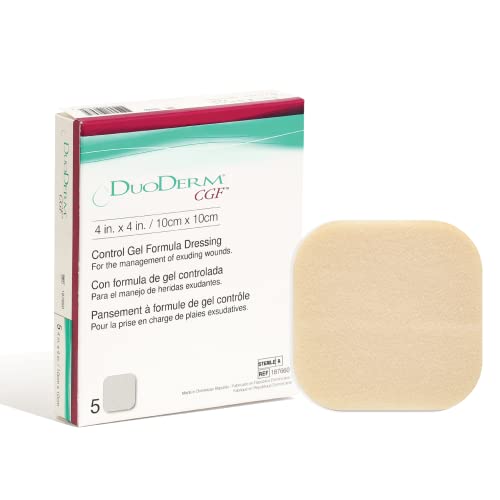 Convatec DuoDERM Control Gel Formula 4x4 Hydrocolloid Sterile Adhesive Dressing for Partial and Full-Thickness Wounds Medical Grade Latex-Free Waterproof Square Beige 5ct Box
